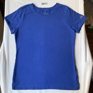 Champion Women Short Sleeve Crewneck T-shirt Size M, Solid Blue
